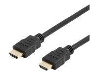 DELTACO HDMI-1020D-FLEX - Hög hastighet - HDMI-kabel med Ethernet - HDMI hane till HDMI hane - 2 m - svart - stöd för 4K