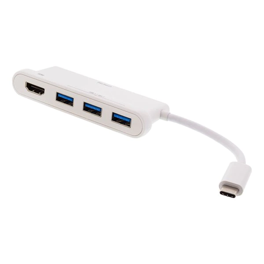 Deltaco USB-C-hubb med HDMI och 3xUSB-A - vit