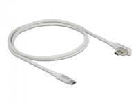 Delock - USB-kabel - USB-C (hane) vinklad, magnetisk till USB-C (hane) - USB 3.2 Gen 2 / Thunderbolt 3 - 1.2 m - USB-strömleverans (5A, 100W), 4K60Hz (3840 x 2160) stöd - vit, silver