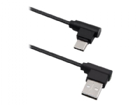 Qoltec - USB-kabel - 24 pin USB-C (hane) vinklad till USB (hane) vinklad - USB 2.0 - 1 m - svart