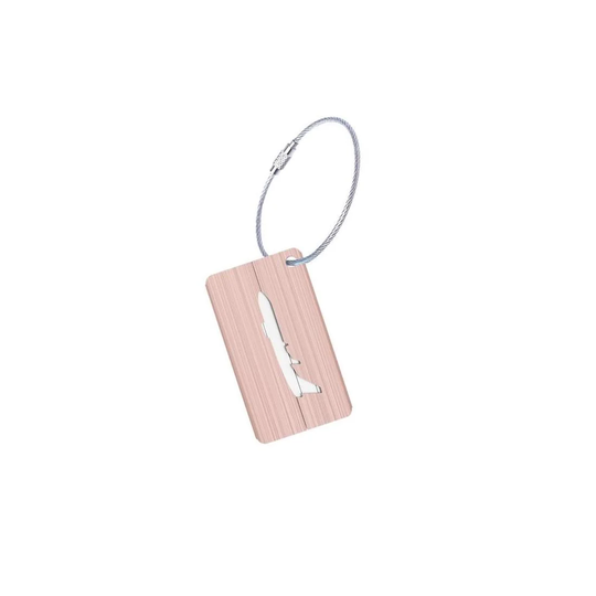 Bagagetag i Aluminium med flygplans motiv - Rosé