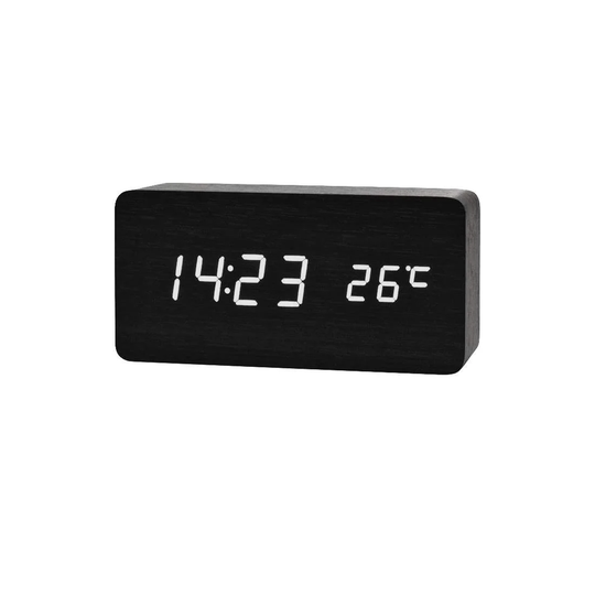 Digital LED Väckarklocka i Trädesign - Svart / Vit