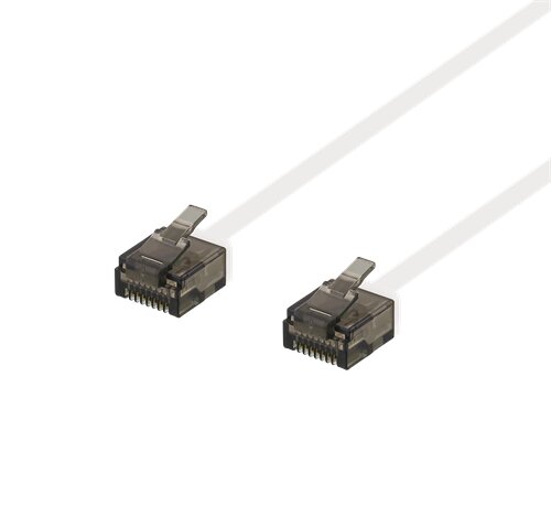 Deltaco UTP Cat6a Nätverkskabel Flat / 3m - Vit