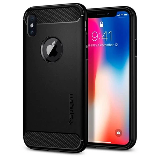 Spigen Rugged Armour fodral till iPhone X / XS - Svart