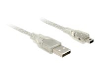 Delock - USB-kabel - mini-USB typ B (hane) till USB (hane) - USB 2.0 - 1.5 m - transparent