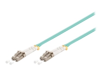 MicroConnect - Nätverkskabel - LC/UPC multi-mode (hane) till LC/UPC multi-mode (hane) - 10 m. - 2 mm - fiberoptik - duplex - 50 / 125 my - OM3 - halogenfri, platt - akvamarinblå