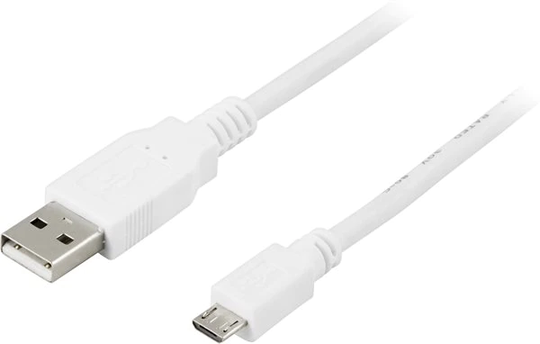 USB-kabel 2.0 med micro-USB, 2m, vit