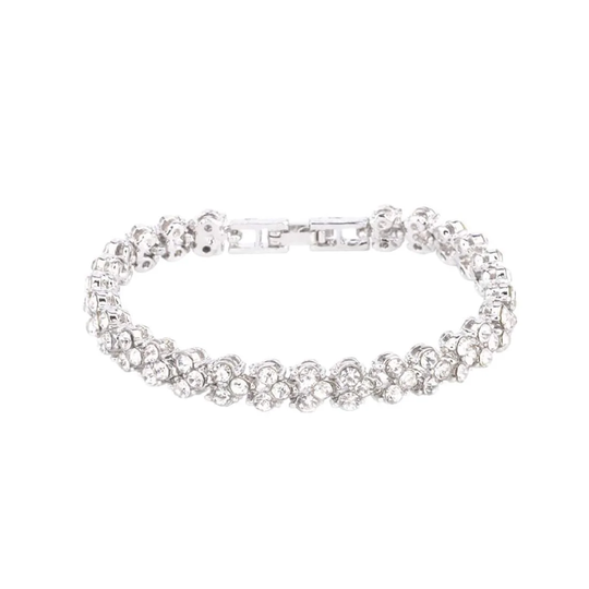Klassiskt Armband med Strass - Silver