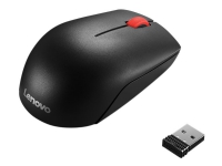Lenovo Essential Compact - Mus - höger- och vänsterhänta - 3 knappar - trådlös - 2.4 GHz - trådlös USB-mottagare - svart - OEM - för K14 Gen 1 ThinkCentre M70s Gen 3 M90q Gen 2 ThinkPad E14 Gen 3 T14s Gen 3