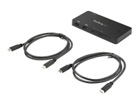 StarTech.com USB C KVM-switch med 2 portar - 4K 60 Hz HDMI - Kompakt UHD USB Type-C med dubbla portar Stationär dator Mini KVM-switch med USB C-kablar - Bussdriven - MacBook iPad Pro ThinkPad IdeaPad EliteBook - Omkopplare för tangentbord/video/mus/ljud - 2 x KVM/ljud - skrivbordsmodell