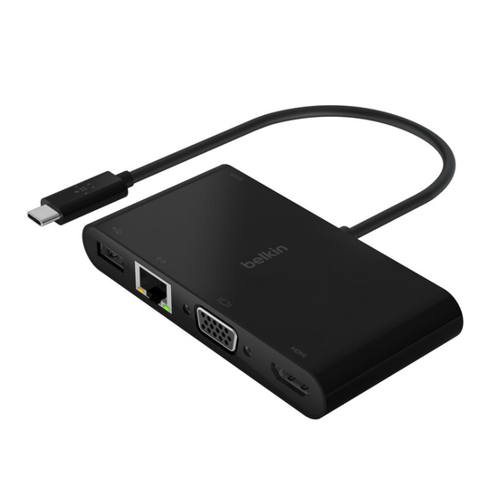 Belkin - USB-C Multimedia adapter ned 100W PD laddning, HDMI, VGA, GbE, USB-A, 4K