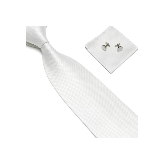 Kostym Accessoarer | Slips + Näsduk + Manschettknappar - Vit
