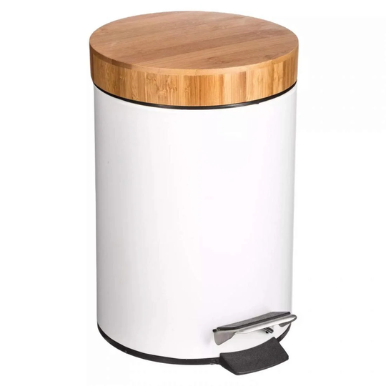 Pedalhink, Bambu / Metall, 3 L - Vit