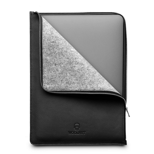 Woolnut MacBook Pro 16 tum Läderfolio - Svart