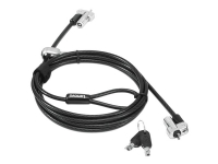 Kensington NanoSaver Twin Head - Säkerhetskabellås - svart - 1,8 m - för ThinkBook 14s Yoga G2 IAP ThinkPad L13 Yoga Gen 3 L14 Gen 3 P1 Gen 5 T14s Gen 3