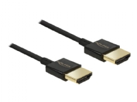 Delock Slim Premium - HDMI-kabel med Ethernet - HDMI hane till HDMI hane - 4.5 m - trippelskärmad partvinnad - svart - stöd för 4K