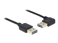 Delock Easy - USB-kabel - USB (hane) vänster-/högervinklad, vändbar till USB (hane) vändbar - USB 2.0 - 50 cm - svart