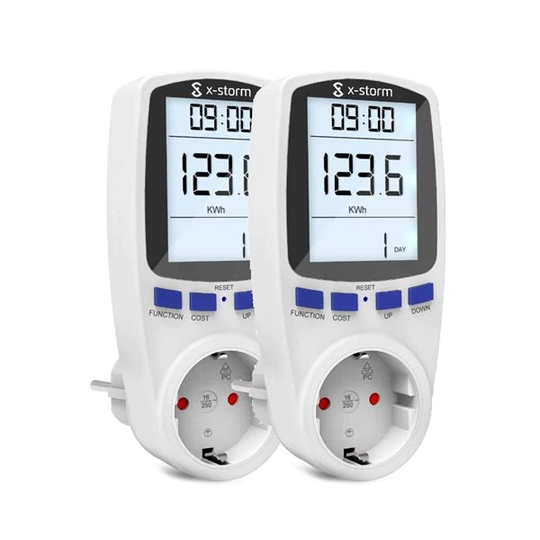 2-pack Elmätare vägguttag / LCD Energimätare för elmätning
