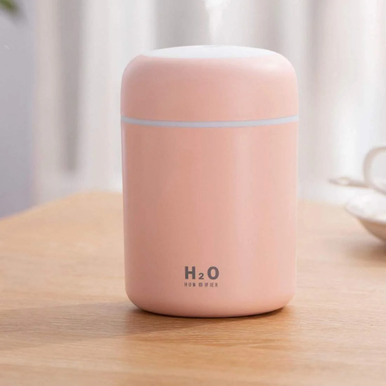 Luftfuktare med Regnbågsbelysning, 20 cl - Rosa