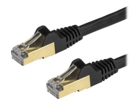 StarTech.com Cat6a Ethernet-kabel - skärmad (STP) - 3 m, svart - Patch-kabel - RJ-45 (hane) till RJ-45 (hane) - 3 m - STP - CAT 6a - hakfri - svart