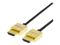 DELTACO Prime HDMI-1042-K - HDMI-kabel med Ethernet - HDMI hane till HDMI hane - 2 m - svart/guld