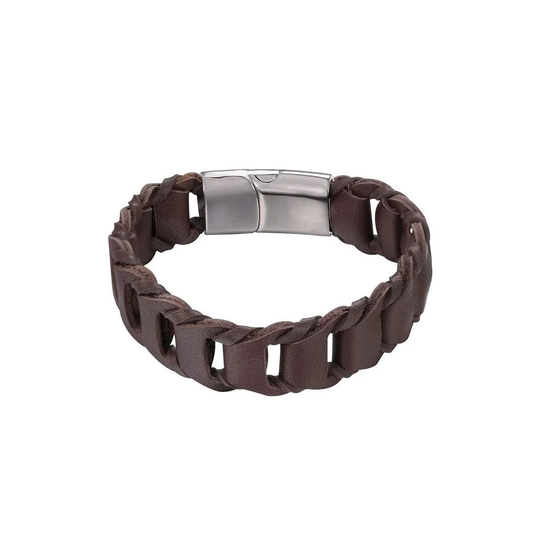 U7 Flätat Armband av Imitationsläder - Brun