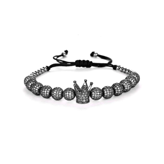 Armband - Krona och Svarta Pärlor