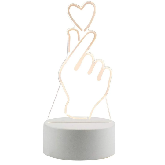 3D LED Lampa - Hand med Hjärta