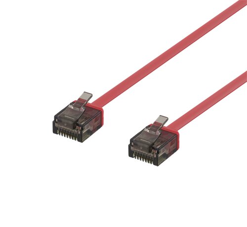 Deltaco UTP Cat6a Nätverkskabel Flat / 2m - Röd