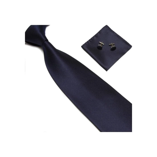 Kostym Accessoarer | Slips + Näsduk + Manschettknappar - Mörkblå