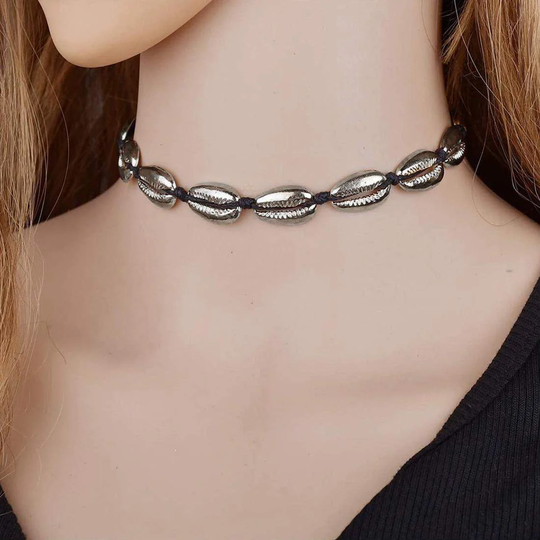 Chokerhalsband med Snäckskal - Silver