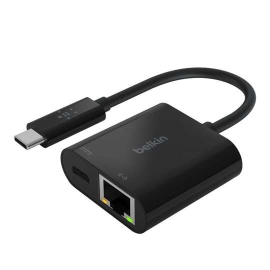 Belkin - USB-C till Gigabit Ethernet adapter med USB-C 60W PD laddningsport