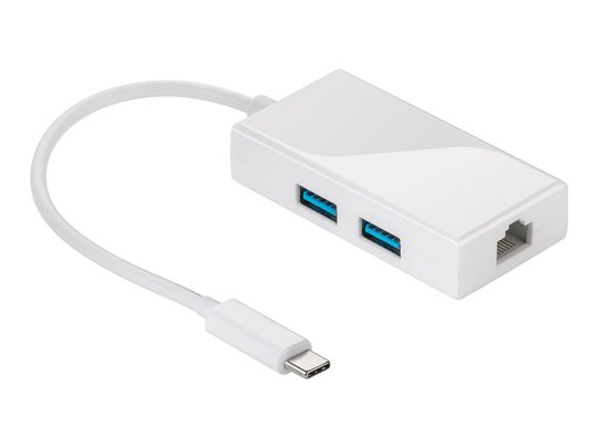 Goobay USB-C-nätverkskort gigabit med USB-hubb
