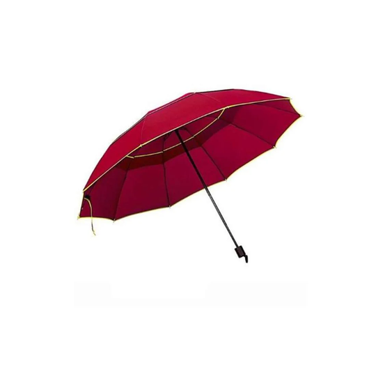 Paraply, Kompakt - 130 cm - Vinröd / Gul
