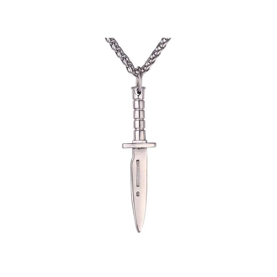 U7 Kniv Halsband med Repkedja - Silver