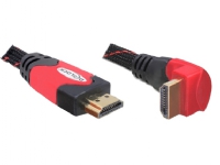 Delock High Speed HDMI with Ethernet - HDMI-kabel med Ethernet - HDMI hane till HDMI hane - 5 m - vinklad kontakt