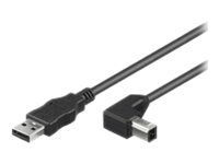 MicroConnect USB 2.0 - USB-kabel - USB Type B (han) til USB (han) - USB 2.0 - 5 m - 90° stikforbindelse