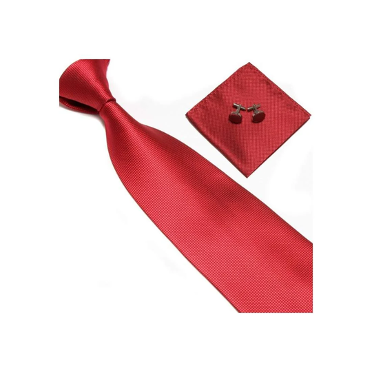 Kostym Accessoarer | Slips + Näsduk + Manschettknappar - Röd