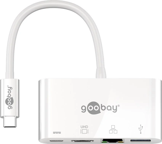 USB-C Multiport till HDMI-adapter med USB-, USB-C-port och LAN