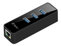 Fantec UMP-3UE1000 - Nätverksadapter - USB 3.0 - Gigabit Ethernet x 1 + USB 3.0 x 3 - svart