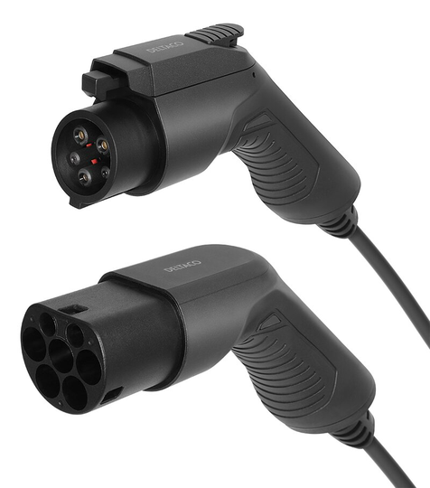DELTACO e-Charge laddkabel, typ 2 till typ 1, 1 fas, 16A, 3,6KW, 7m
