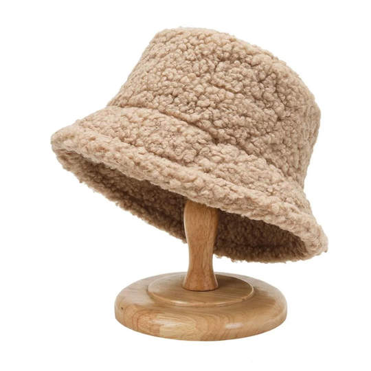 Bucket Hat i Konstull - Beige