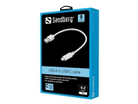 Sandberg - USB-kabel - 24 pin USB-C (hane) till USB typ A (hane) - 20 cm