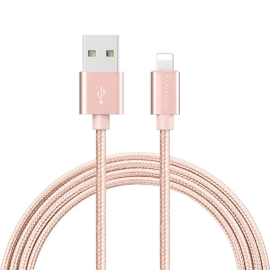 Flätad datakabel till iPhone 2 m - Rose Guld