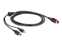 Delock - USB-kabel med egen strömförsörjning - USB PlusPower (24 V) (hane) till USB typ B, Ström mini-DiN (hane) - 24 V - 2 m - svart