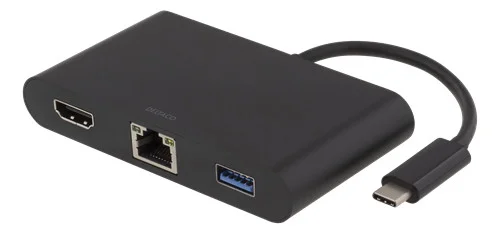 USB-C-dockningsstation med HDMI, RJ45, 1xUSB, USB-C port för laddning