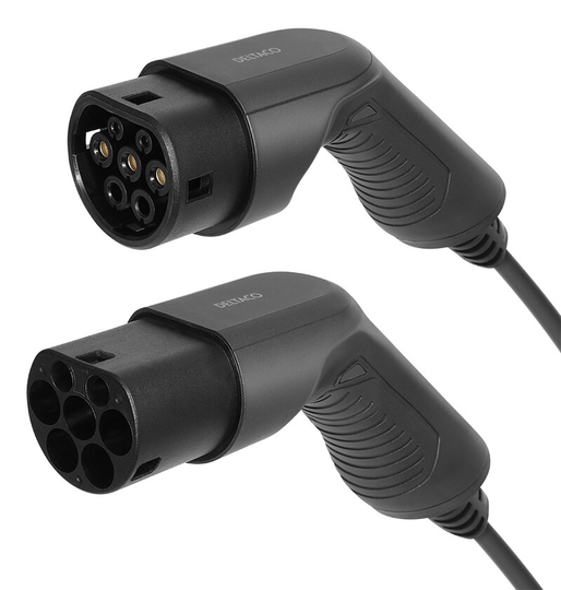DELTACO e-Charge laddkabel, typ 2 till typ 2, 1 fas, 16A, 3,6KW, 7m