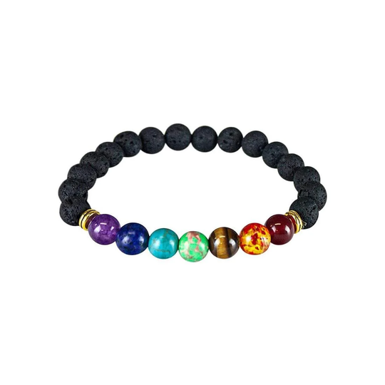 Chakraarmband med gulddetaljer