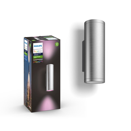 Philips Hue White and Color Ambience Appear vägglampa för utomhusbruk / 2x8W / Rostfritt stål