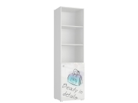 Tuckano bokhylla 55x201x55 BELLA vit/blank vit/tryckt väska, Vit, Kombinerad förvaring, Flicka, Modern, Bild, Folie, HDF (High density fibreboard), MDF, Spånskiva